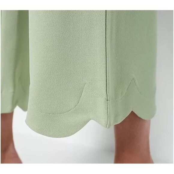 Isaac Mizrahi Live Reg Pebble Knit Wide Leg Pant Scalloped Hem Size 5X Green NEW - Picture 3 of 9